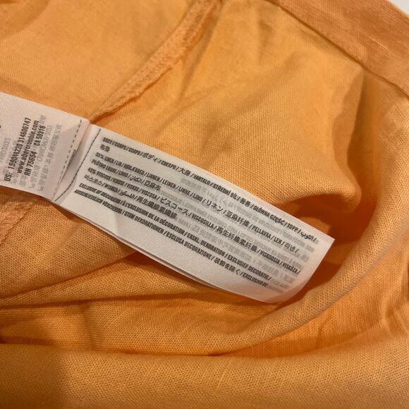 Abercrombie & Fitch Linen Blend Tiered Maxi Dress Medium Petite Cantalope Orange - Picture 4 of 9